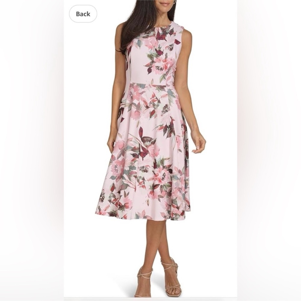 🆕Calvin Klein Sleevless Scuba Crepe Midi Floral Dress